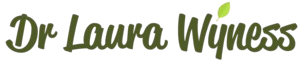 Dr Laura Wyness logo in green text with a small leaf accent above the letter 'i' in Wyness - website opens in a new window